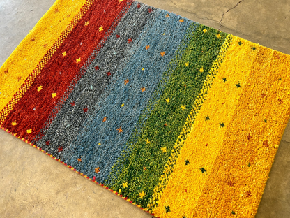 1'11"x2'10" Hand-Knotted 100% Wool Pile Gabbeh Rug