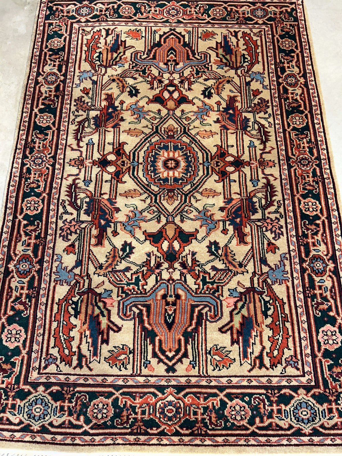 4'x6' Fine Hand-Knotted 100% Wool PileMahal Design Area Rug - Carpet