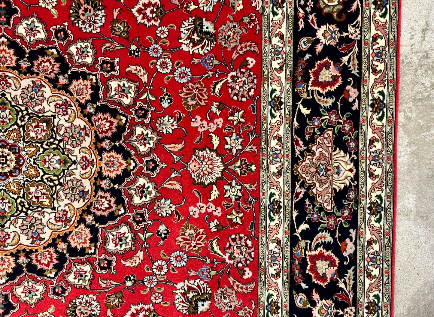 6'7"x9'10" Fine Hand-Knotted Wool & Silk Blend Tabrize Carpet - Area Rug