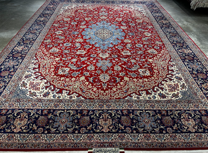 8'10"x12'4" Extra Fine Hand-Knotted Wool & Silk Isfahane Zolfaghari Rug