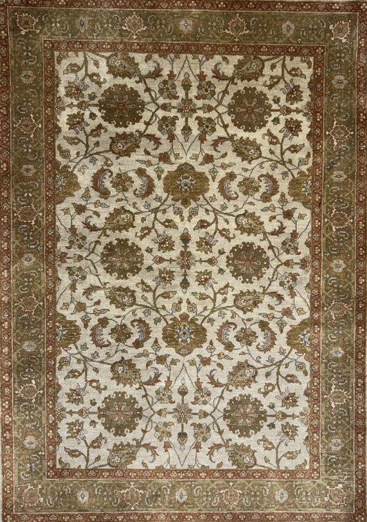 4'2"x6' Fine Hand-Knotted 100% Wool Pile All-Over Area Rug - Carpet