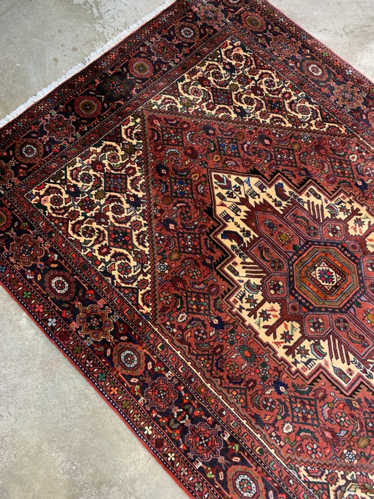 4'2"x6'6" Hand-Knotted 100% Wool Pile Bijare Gholtoghe Carpet - Area Rug