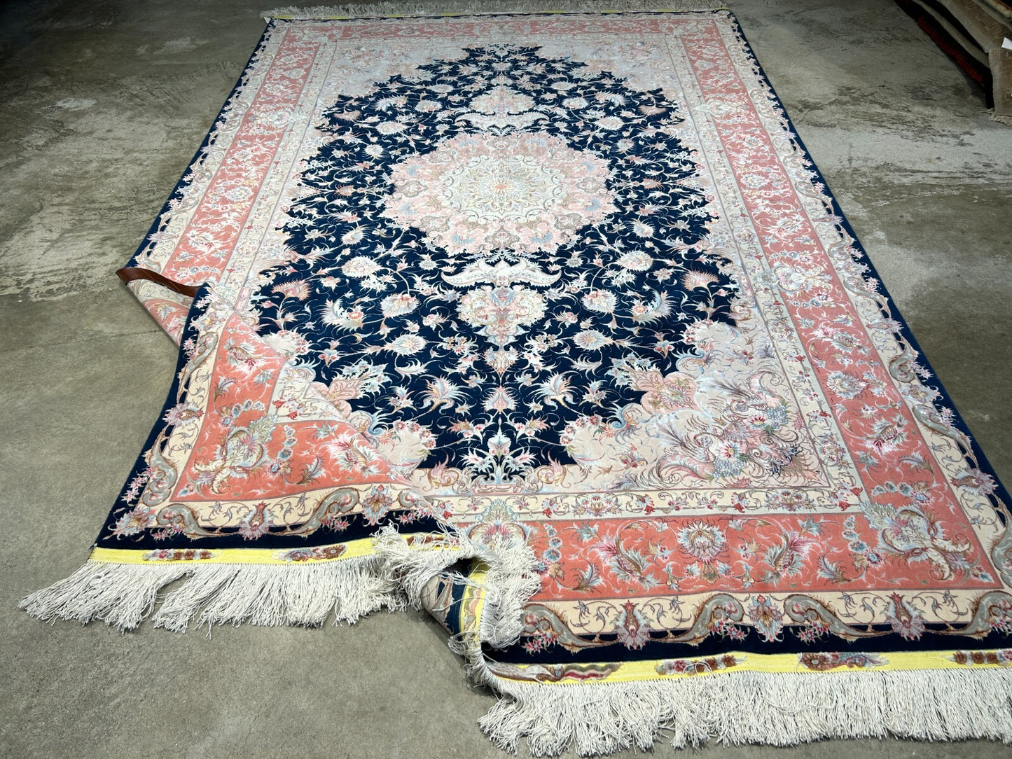 6'7"x10'2" Fine Hand-Knotted Wool & Silk Blend Tabrize Carpet - Area Rug