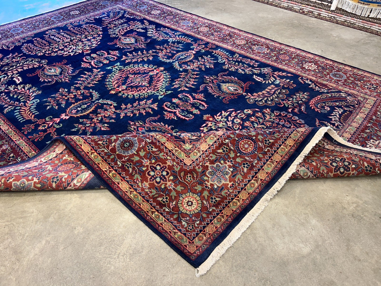 8'9"x12'1" Hand-Knotted 100% Wool Pile IndoSarouke Rug