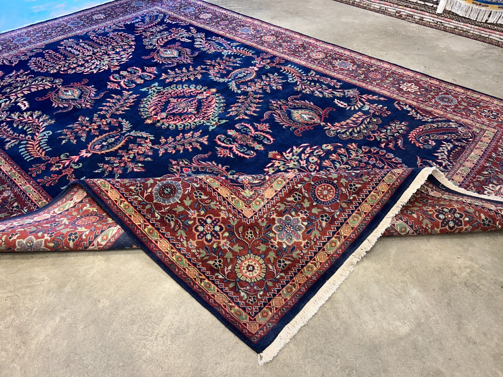 8'9"x12'1" Hand-Knotted 100% Wool Pile IndoSarouke Rug