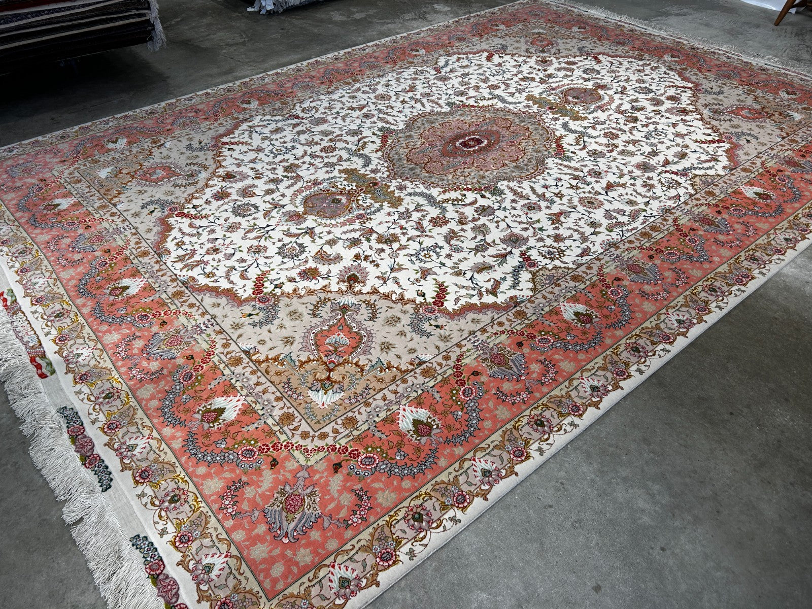 8'3"x11'6" Very Fine Hand-Knotted Wool & Silk Tabrize Area Rug - Signed