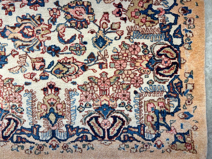 7'x11'10" Antique Hand-Knotted Wool Oriental Kermane Rug - Area Carpet