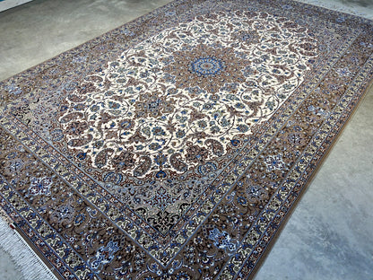 6'9"x10'6" Very Fine Hand-Knotted Wool & Silk Isfahane Rug - Area Carpet