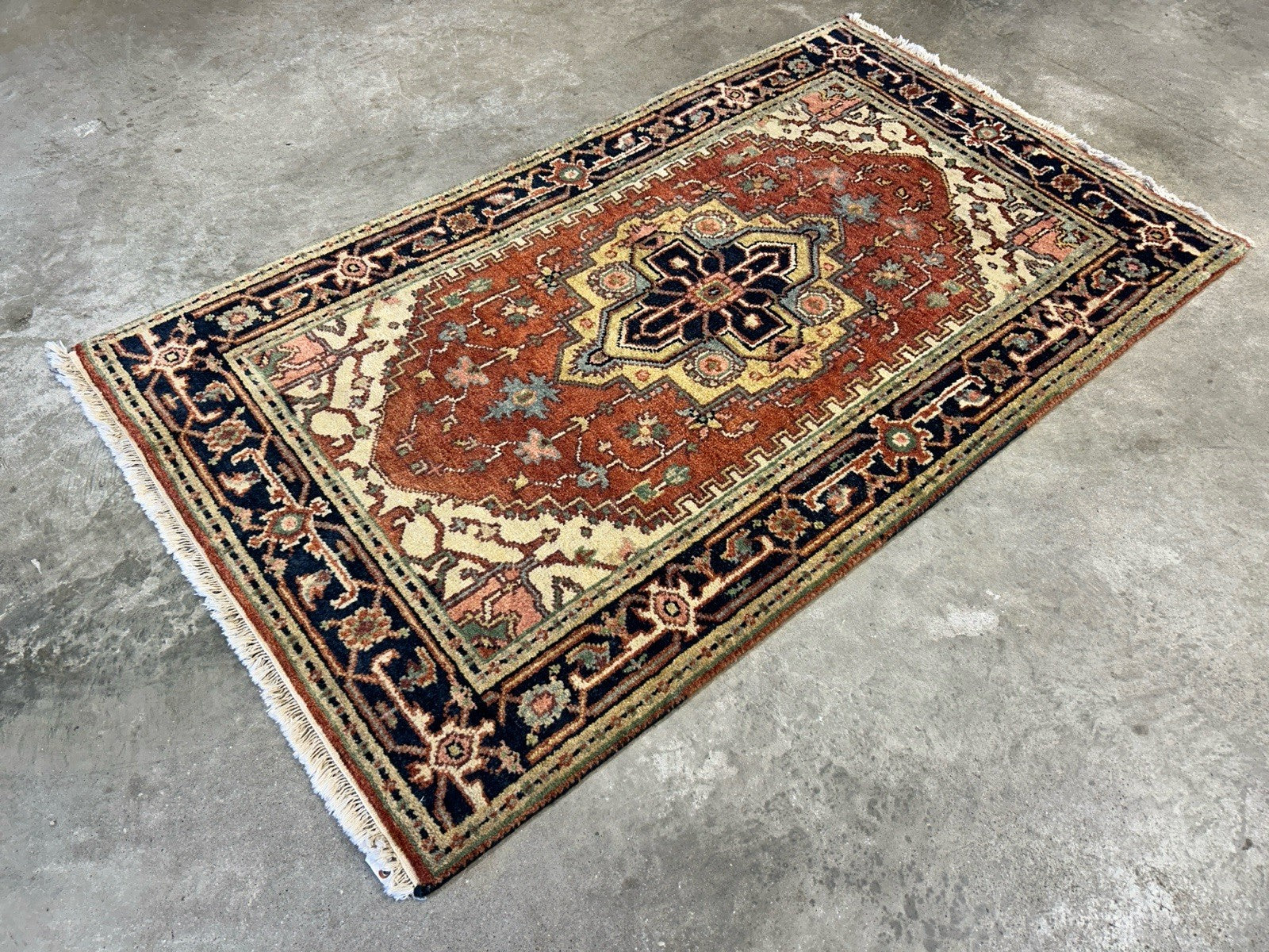 3’x5’1” Hand-Knotted 100% Wool Indoserapi Area Rug - Carpet