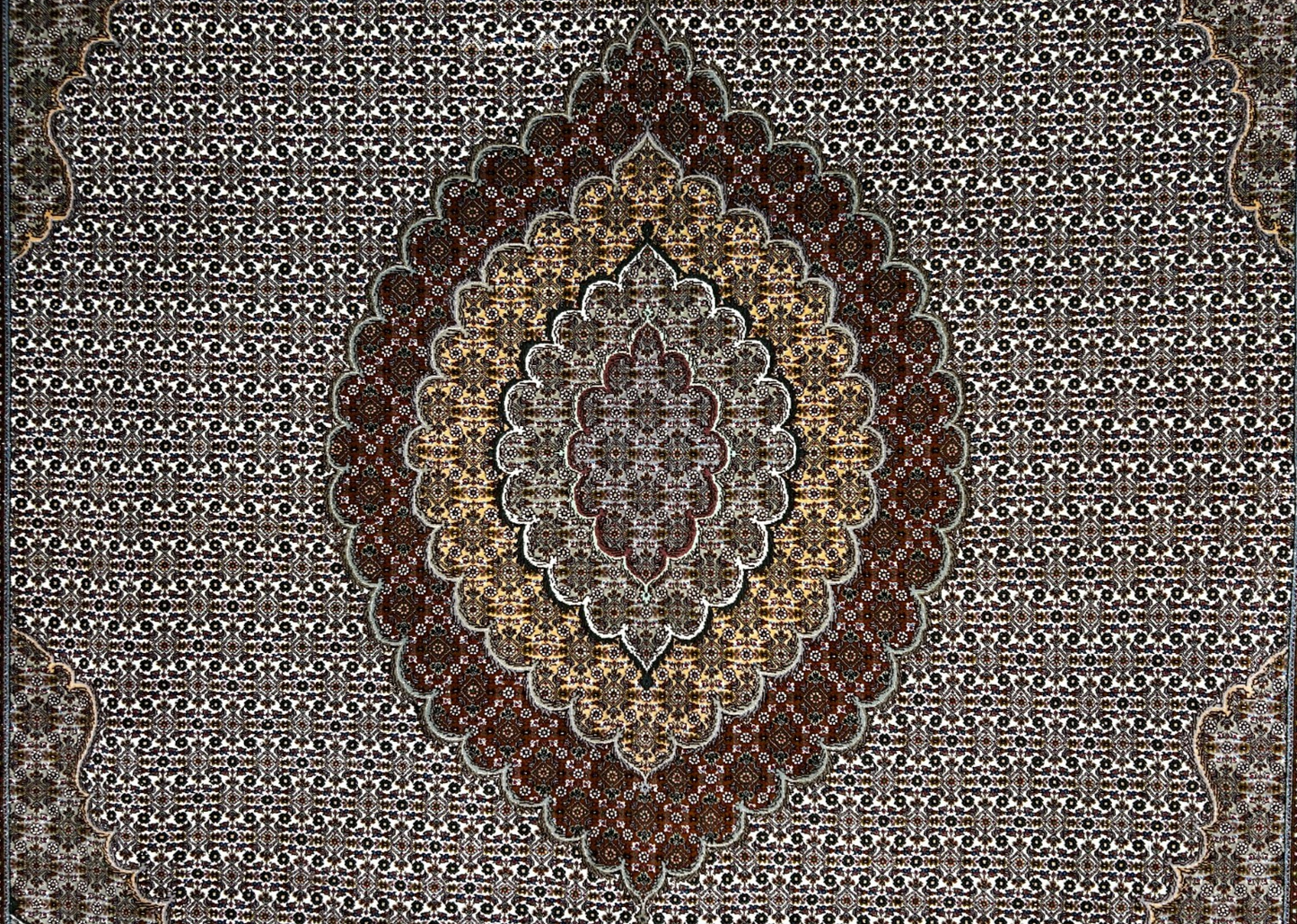 8'3"x11'1" Hand-Knotted Silk & Wool Tabrize Fish Style  Rug - Carpet