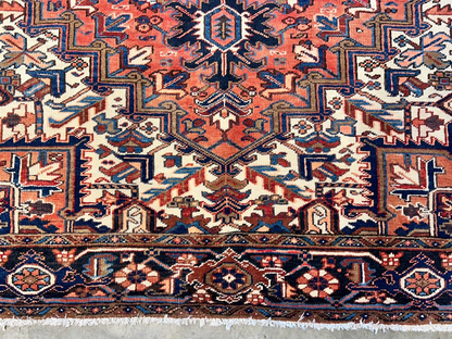 7'5"x11'1" Hand-Knotted 100% Wool Pile Herize Rug