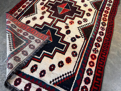 4'3" x 6'7" Hand-Knotted 100% Wool Pile Hamadane Area Rug - Carpet