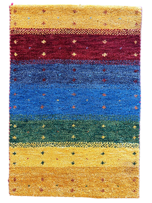 1'11"x2'10" Hand-Knotted 100% Wool Pile Gabbeh Rug