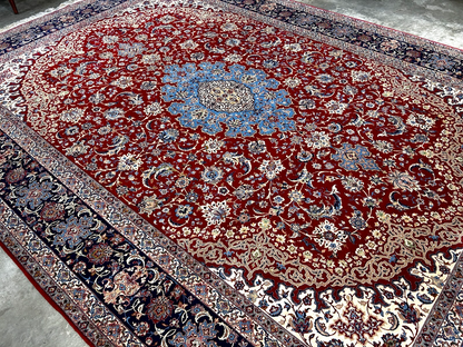 8'10"x12'4" Extra Fine Hand-Knotted Wool & Silk Isfahane Zolfaghari Rug