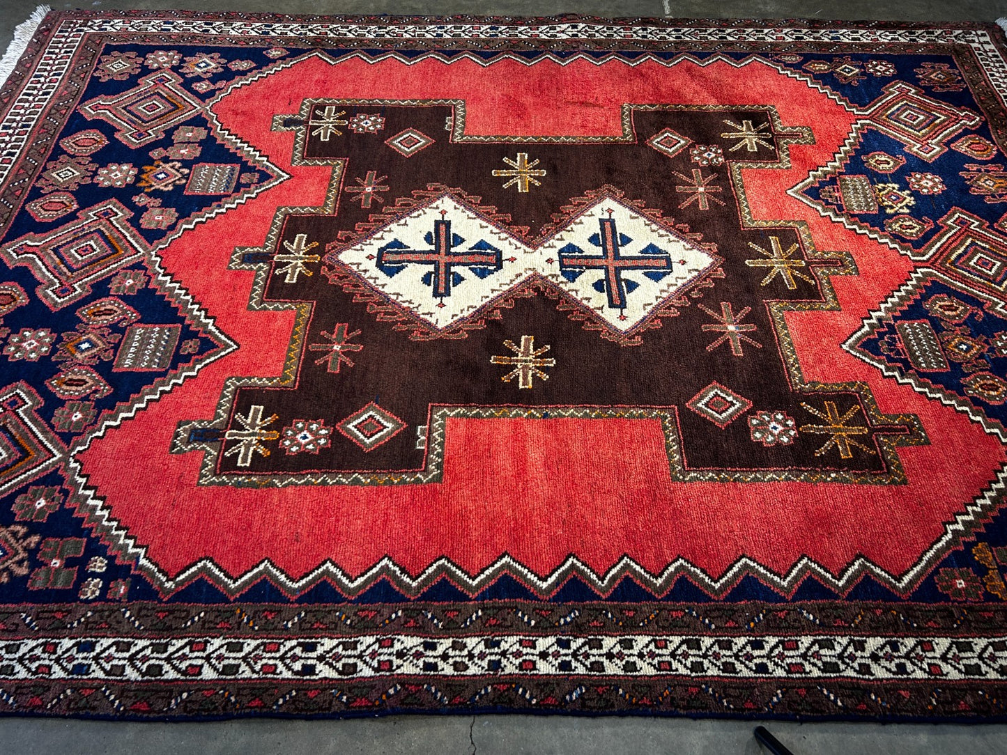 5'6" x 7'9" Hand-Knotted 100% Wool Hamadane Area Rug