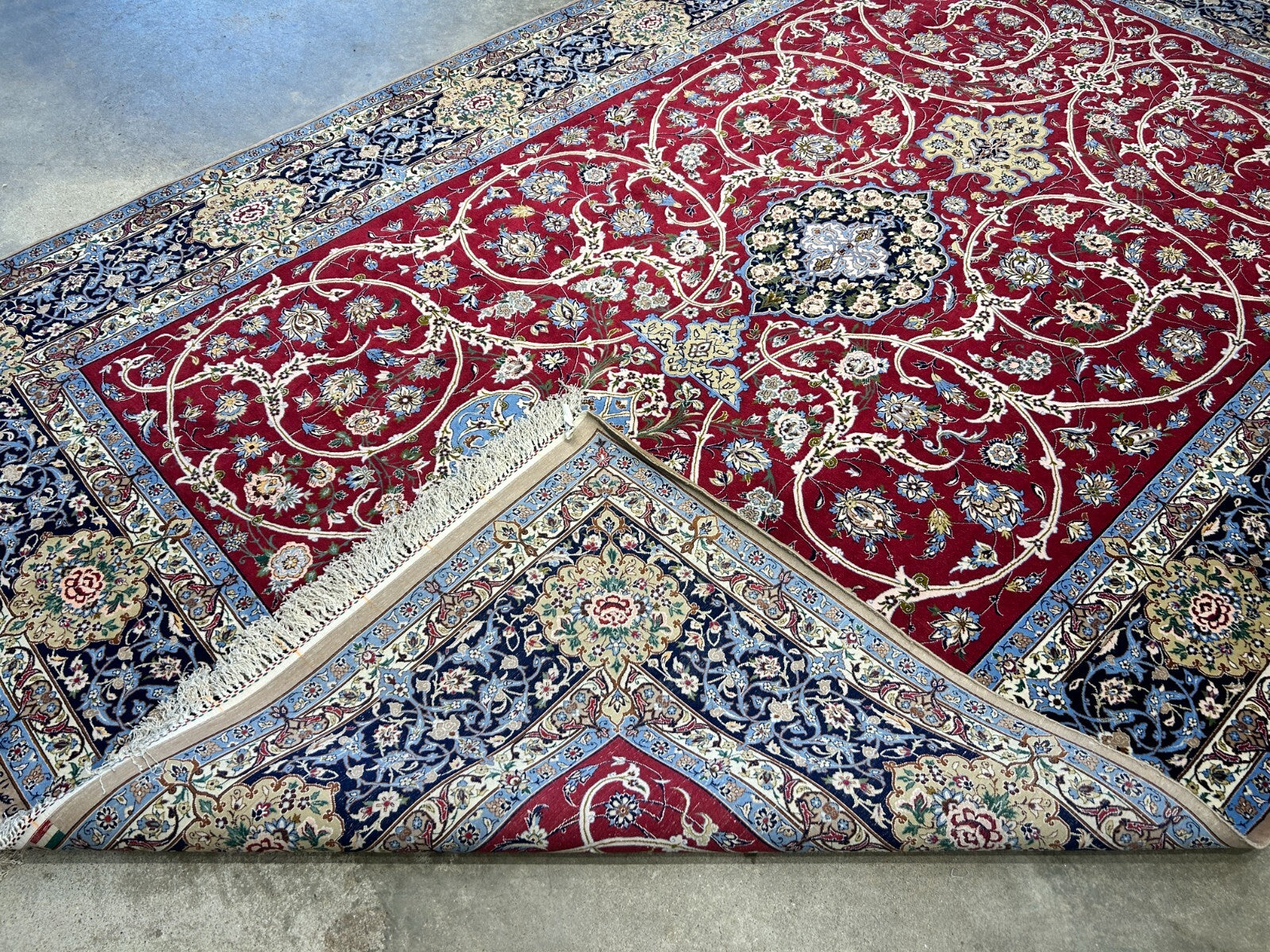6'10"x10'4"Extra Fine Hand-Knotted Wool & Silk Isfahane Rug - Area Carpet