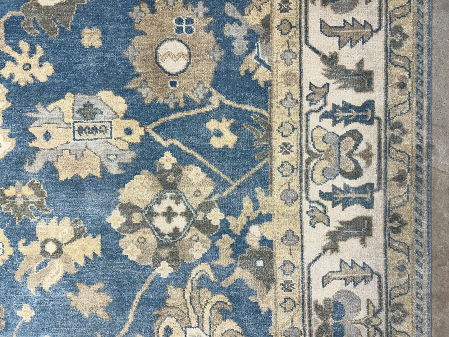 9'1"x12'2" Hand-Knotted 100% Wool Pile Oushak Rug