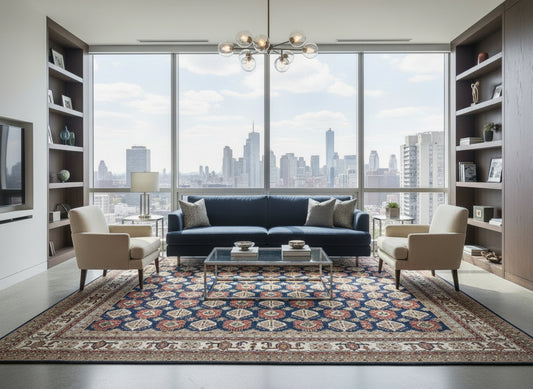 8'9"x11'11" Hand-Knotted 100% Wool Pile Kazak Design Carpet - Area Rug