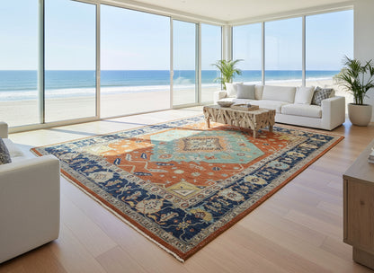 9'2"x11'11" Hand-Knotted 100%  Wool Pile IndoSerapi Rug