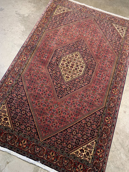 3'7"x5'9" Hand-Knotted 100% Wool Pile Bijare Carpet - Area Rug