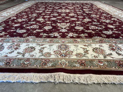 9'x12' Hand-Knotted Wool & Silk Pile SinoPersian Rug