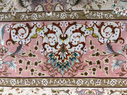 8'2"x11'8" Extra Fine 80-Raj Hand-Knotted Wool & Silk Tabrize Rug