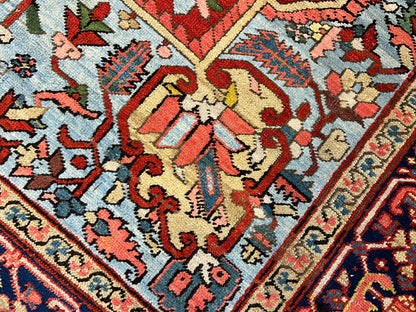 Collector Item - 9'6"x12' Antique Fine Lamb Wool Herize Serapy Hand-Knotted Rug