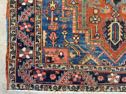 Collector Item- 5’x6’10” Antique Hand-Knotted 100% Wool Pile Serapie Area Rug