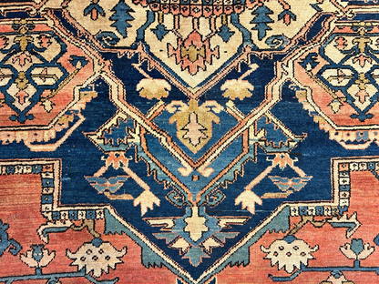 Collector Item - 9'8"x11'10 Antique Fine Wool Herize Serapy Hand-Knotted Rug
