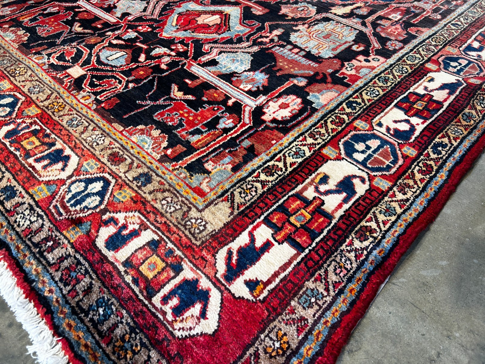 5'2" x 9'2" Hand-Knotted 100% Wool Pile Hamadane Area Rug - Carpet