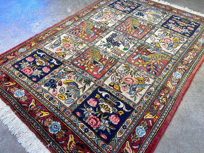 3'5"x5'2" Hand-Knotted 100% Lamb Wool Bakhtiarie Carpet - Area Rug