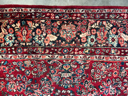 8'10"x12'2" Antique Fine Lamb Wool Sarouke Rug Hand-knotted Carpet