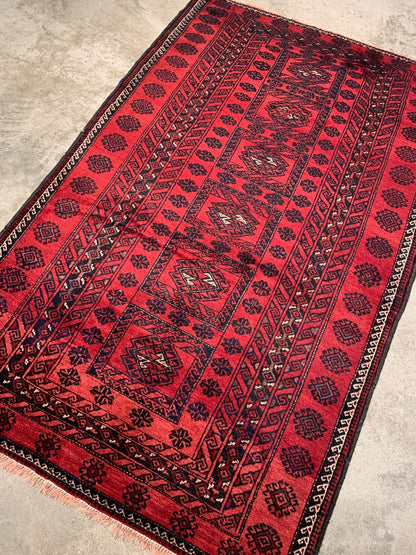 3'4"x5'6'' Hand-Knotted 100% Wool Pile Balouchie Area Rug