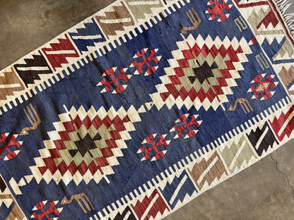 3'2x5'4" Hand-Knotted 100% Wool Flat-Weave Turkish Rug