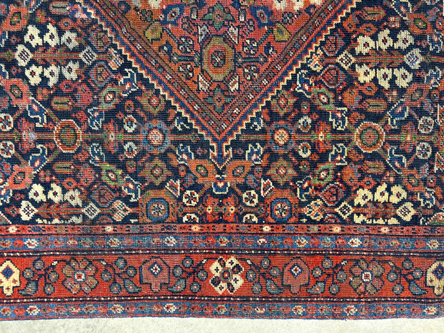 4'4"x6'6" Antique Hand-Knotted 100% Wool Pile Sennehe Area Rug - Carpet