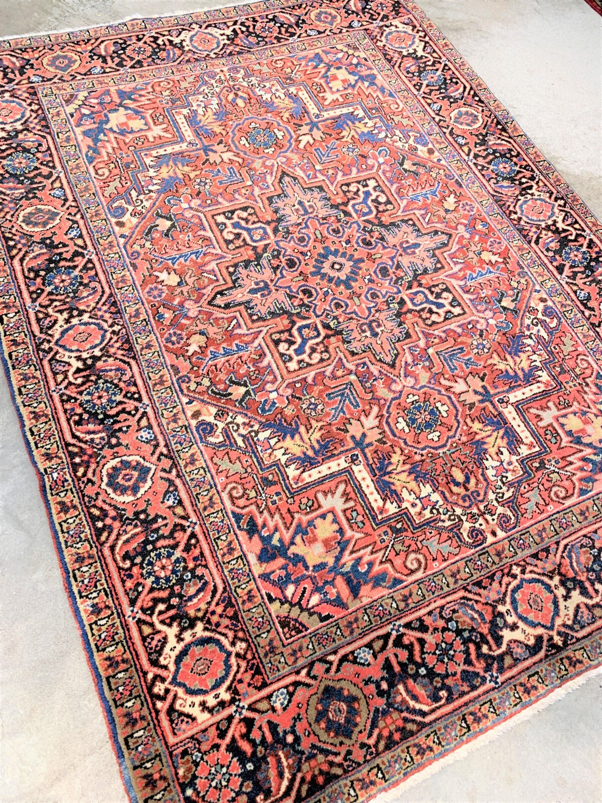 4'8" x 6'5" Hand-Knotted 100% Wool Pile Herize Area Rug - Area Carpet