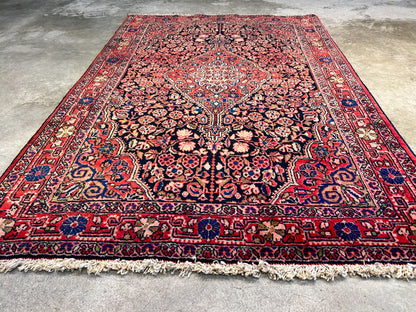 Rare Antique _ 3'5"x5'3" Hand-Knotted 100% Wool Pile Sarouke Josan Area Rug