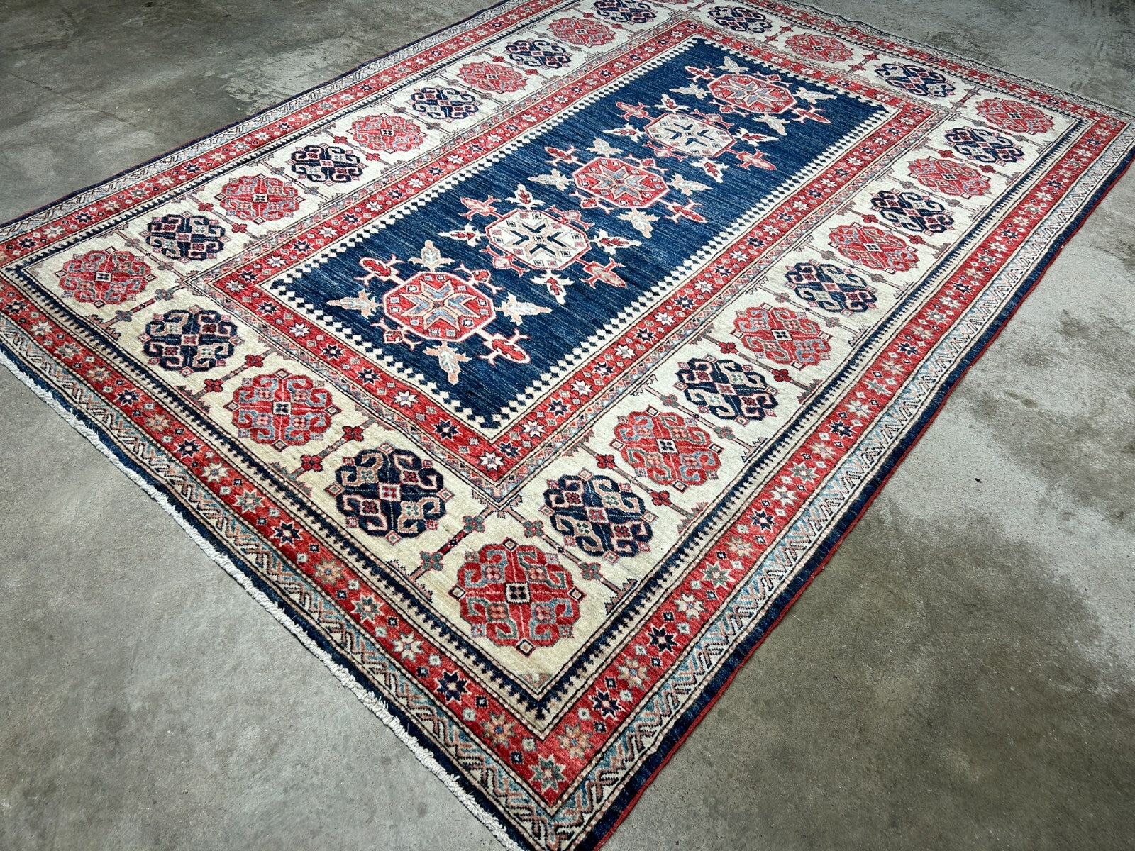 5'9"x8' Hand-Knotted 100% Wool Carpet - Kazak Area Rug