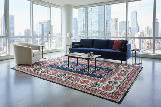 5'9"x8' Hand-Knotted 100% Wool Carpet - Kazak Area Rug