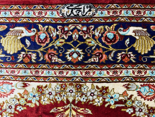 3'3"x5' Exquisite Fine Hand-Knotted 100% Silk Qume Area Rug