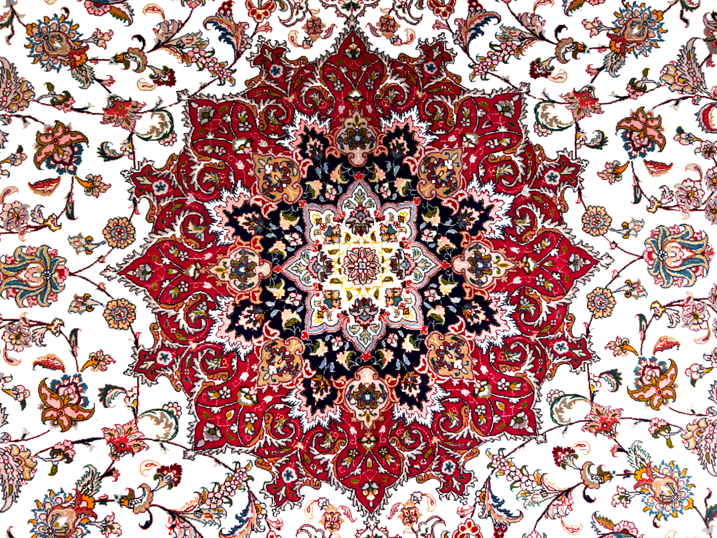 8'3"x11'7'' Very Fine Hand-Knotted Silk & Wool Tabrize Area Rug - Area Carpet