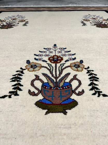 6'4"x9'5" Hand-Knotted 100% Wool Carpet - Gabeh Area Rug
