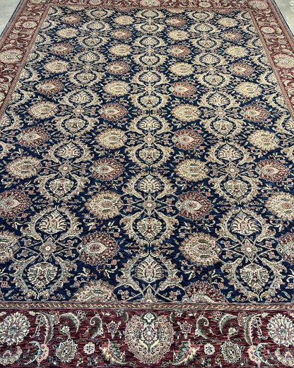 9'x12'2" Hand-Knotted 100% Wool Pile Oriental Rug