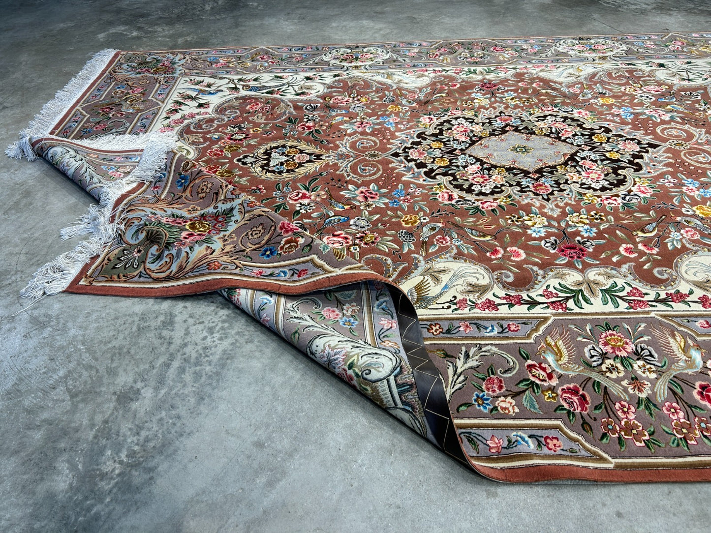 6'9"x9'10" Extra-Fine Hand-Knotted Wool & Silk Blend Tabrize Carpet - Area Rug