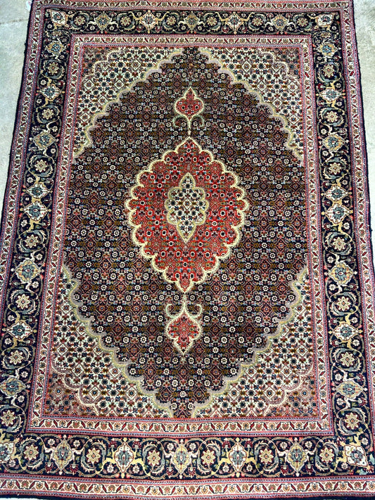 3'4"x4'8" Hand-Knotted 100% Wool Pile Tabrize Mahi Rug