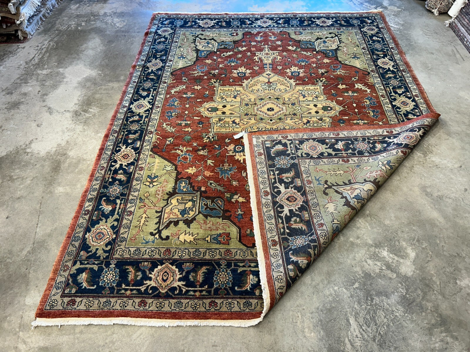7'3"x10'3" Fine Hand-Knotted 100% Wool Pile IndoHeriz Rug