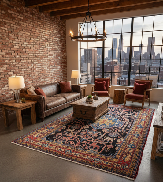 5'4" x 10'5" Hand-Knotted 100% Wool Pile Nahavande Area Rug