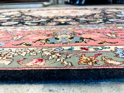 6'9"x10'5" Very Fine Hand-Knotted Wool & Silk Blend Tabrize Carpet - Area Rug