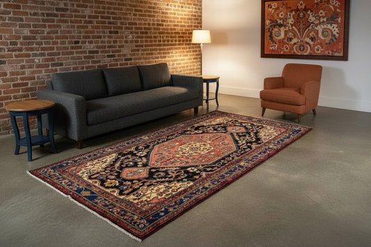 5'4" x 10'9" Hand-Knotted 100% Wool Pile Nahavande Area Rug - Carpet