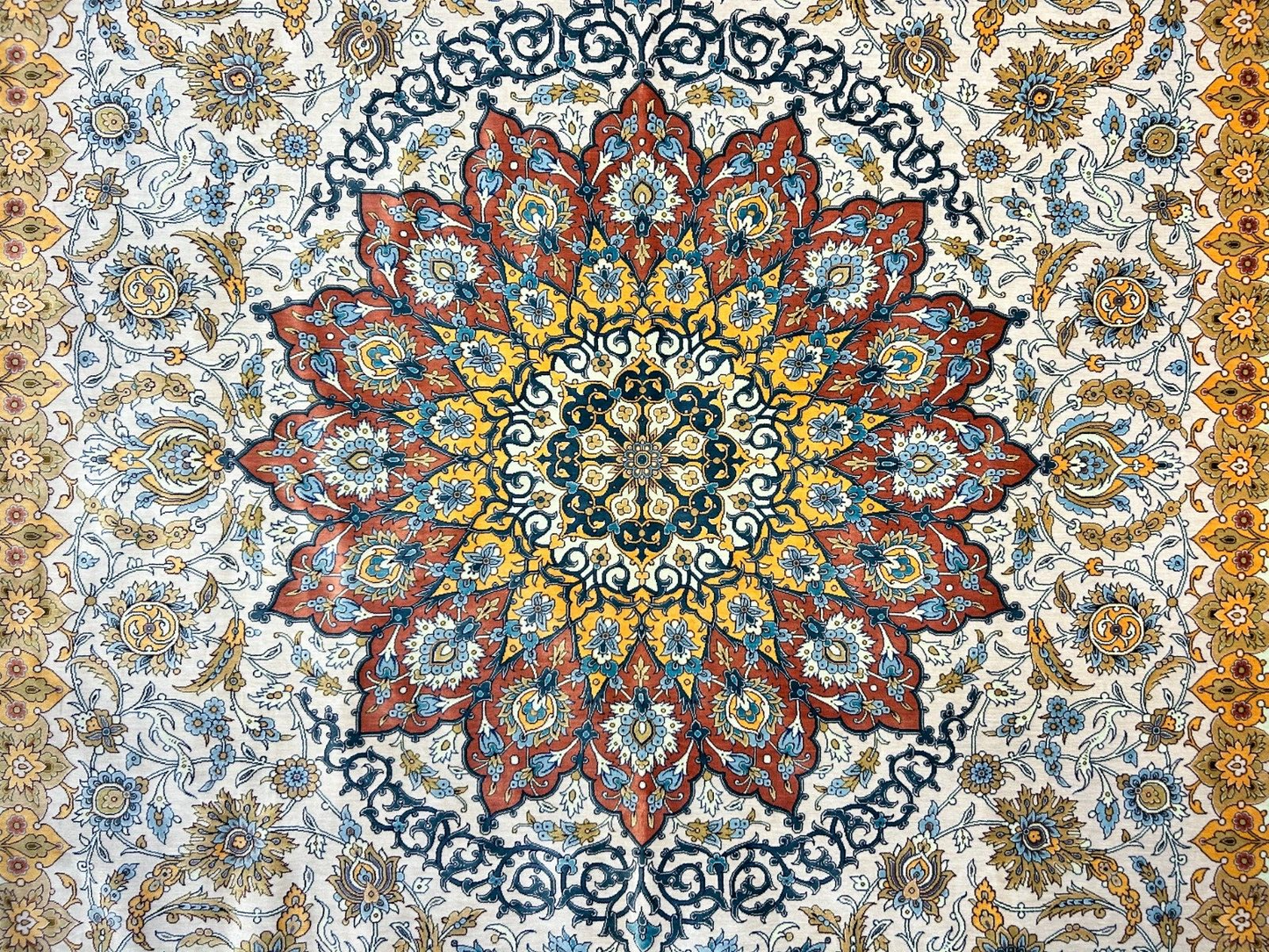 7'3"x10'7" Exquisite Extra-Fine Hand-Knotted 100% Silk Qume Carpet - Area Rug